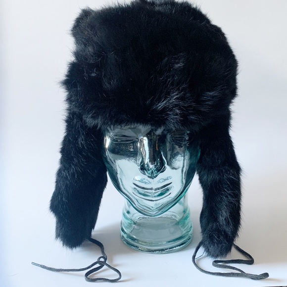 Vintage Accessories - Vintage real rabbit fur trapper hat